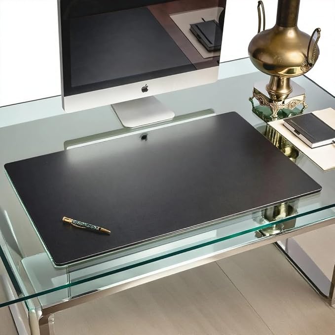 Black Leather 34 x 20 Desk Mat Without Rails