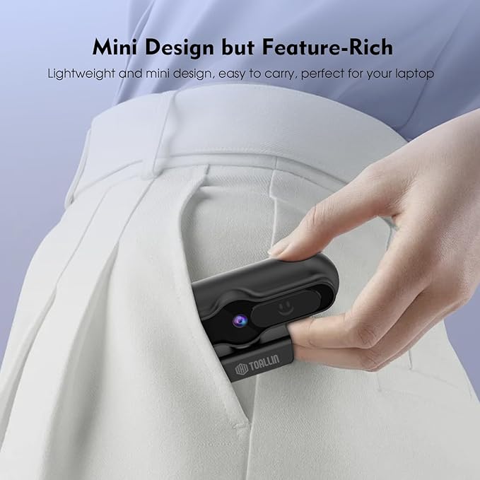 TOALLIN 4K Webcam for PC 1080P@60FPS PDAF Autofocus 1/2.5 Sensor &amp 12MP Built-in Mic and Sliding Privacy Cover USB Web Camera for Gaming Conferencing Streaming and Video Calls