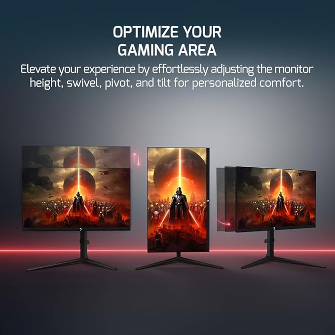 GAMEPOWER Rapid 27 inch Gaming Monitor 360Hz 1ms 1080P Flat IPS HDR10 Height/Tilt/Swivel/Pivot Adjustable RGB Anti-Glare Display HDMI/DP/USB FreeSync G-Sync 350 cd/m² Bright LEDs Laser Logo