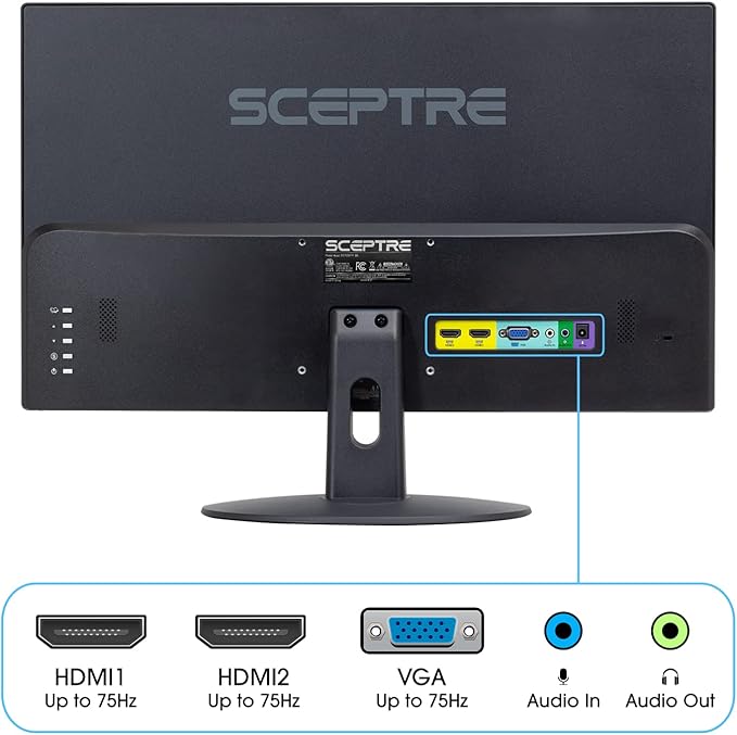 Sceptre E249W-19203R 24-inch FHD LED Gaming Monitor 2X HDMI VGA 75Hz Build-in Speakers Machine Black