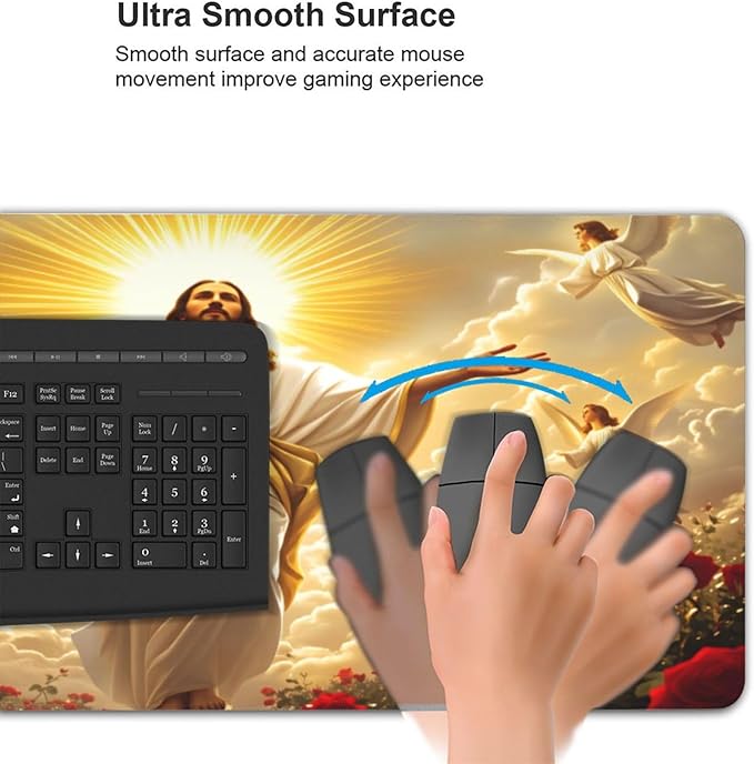 XXL Gaming Mouse Pad Extended (35.5X16) Sacred Religious Large Non-Slip Desk Mat Water-Resistant Keyboard Mousepad for Office &amp Home