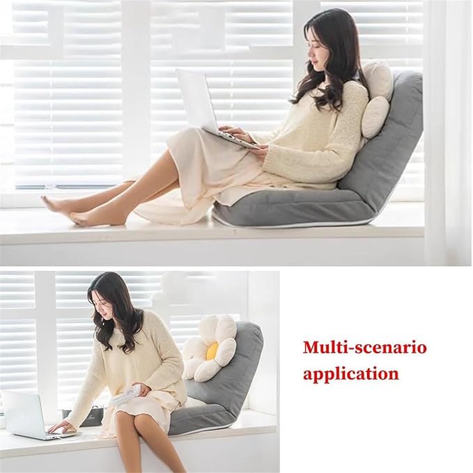 Floor Chairs Adjustable 5-Position Floor Lounger Floor Chairs with Back Support for Adults Gaming Floor Seat for Living Room Folding Lazy Sofa ChairB