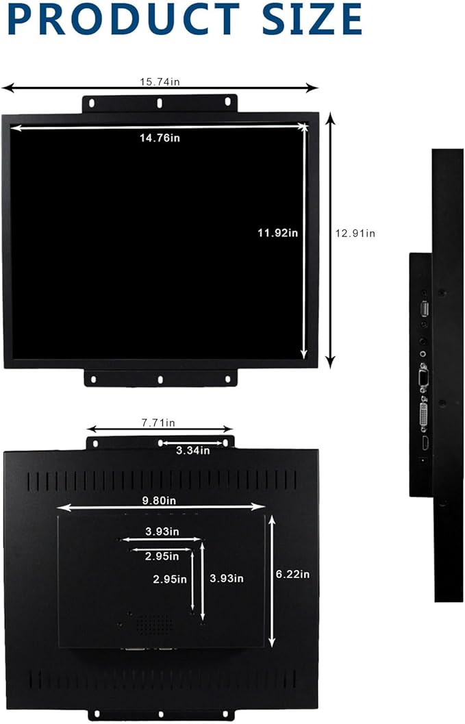 VSDISPLAY 19'' 1280x1024 IPS LCD Touchscreen Monitor 4:3 with VGA DVI Input for DIY Gaming/PC/Industrial Extra Display