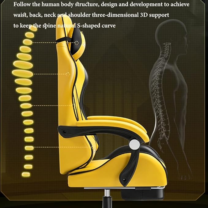 GIZNXBA Gaming Chair with Footrest Ergonomic Computer Chair Gaming Lumbar Support Backrest and Seat Height Adjustable Swivel Recliner Racing Office Chair Video Game Chair (Color : /Pink)