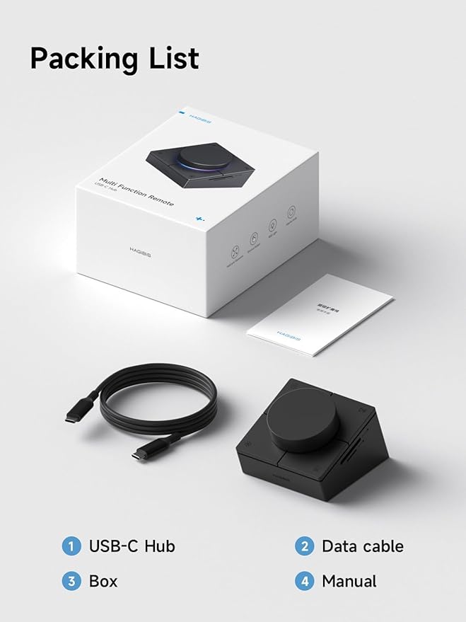 Hagibis Knob USB C Hub with Shortcut Buttons RGB Type-C Docking Station with 5Gbps USB-C 2 USB3.0 3.5mm Jack SD/Micro SD3.0 USB2.0 for MacBook iPad Pro Laptop (Black AG)
