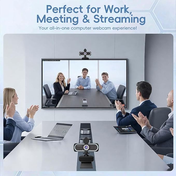 4K Autofocus Webcam for PC and Laptop USB Plug &amp Play Camera with Dual Noise-Reducing Microphones Low-Light Enhancement Privacy Shutter Tripod Compatible Works with Zoom/Teams/Google Meet