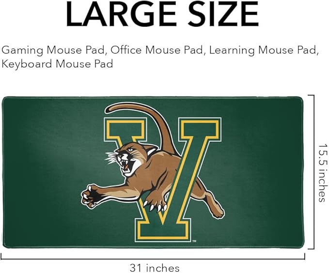 University of Vermont Catamount Logo Large Gaming Mouse Pad Desk Mat with Stitched Edges Non-Slip Base for Gamer Home and Office 31.5 x 15.7