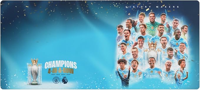 Head Case Designs Officially Licensed Manchester City Man City FC Champions Crest Kits &amp Players 37.4 x 15.75 x 0.16 inches (900 x 400 mm) - XL Gaming Office Desk PC Keyboard Mouse Mat Pad