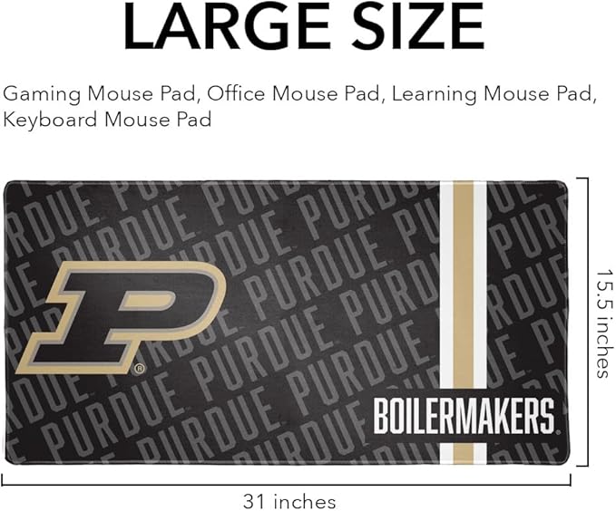 Purdue University Boilermakers Mascot Large Gaming Mouse Pad Desk Mat with Stitched Edges Non-Slip Base for Gamer Home and Office 31.5 x 15.7