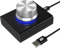 DROK USB Volume Control Knob - Computer Speaker External Volume Control with 1-Key Mute Function Programmable Compatible for PC/Mac/Android
