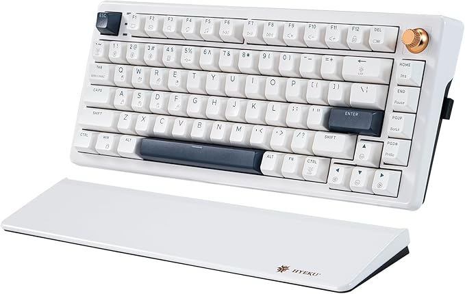Hexgears 75% Wireless Mechanical Keyboard with Knob Hot Swappable Creamy Keyboard with Wrist Rest Pre-lubed Linear Switches 2.4GHz/Type-C/BT5.0 RGB Backlit Gaming Keyboards for Win/Mac (White)