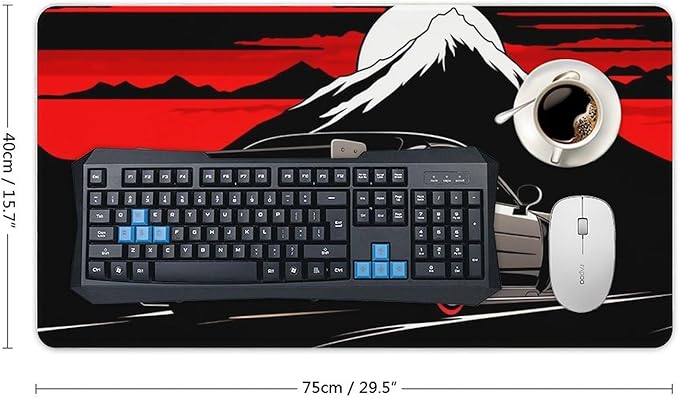 Large Mouse Pad Gaming Anime Rx7 JDM Black Mountain Cool Desk Mat Long Big Mousepad Extended Keyboard Computer Pad Office Desk Organizers and Accessories 40X75cm