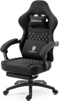 Dowinx Gaming Chair Breathable Fabric Game Chair with Gel Pad and Storage Bag Comfortable Gamer Chair with Pocket Spring Cushion Ergonomic Computer Chair with Footrest Black