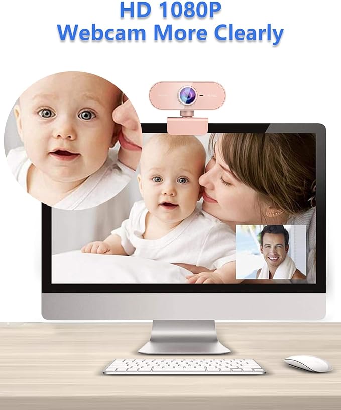 Webcam for pc with MicrophoneFull Hd 1080P Pink Streaming Web Cam with Mic for Mac Laptop Small Computer Camera for DesktopCheap Face Cam for Video ConferenceZoomMicrosoft Teams Meet