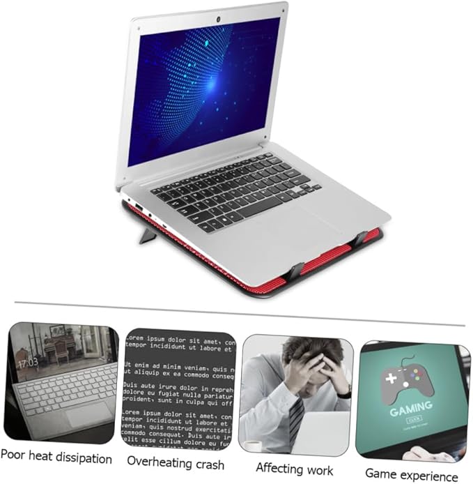 5V Notebook Cooler with Dual USB Fans Laptop Cooling Pad Design for Optimal Airflow Ergonomic Stand for Desk Bed Use Red