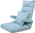 Floor Cushion Folding Bed Chair with Armrest Portable Floor Lounger with Adjustable Back Rest (Color : Blue)