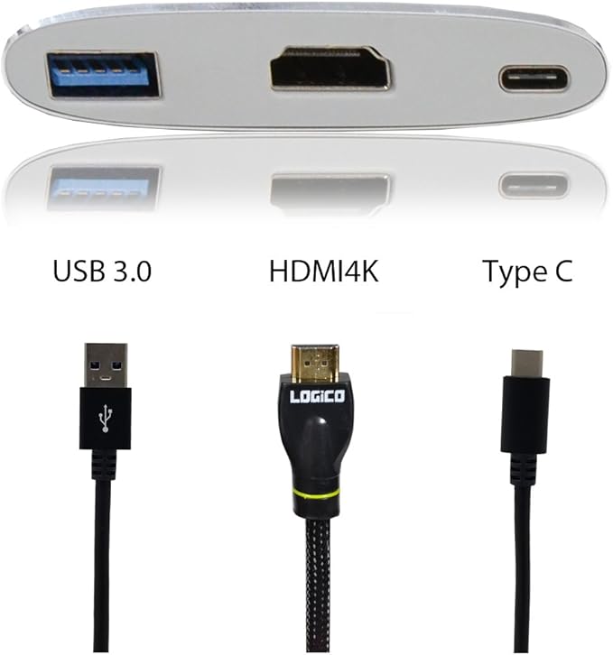 Best USB Type C Hub Adapter 3-in-1 4K HDMI USB C 3.1 Fast Charging Port for MacBook Chromebook Pixel