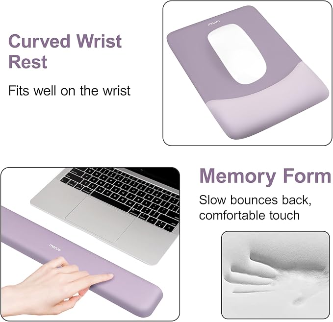 MOSISO Keyboard Mouse Pad Set Large Gaming Mouse Pad&ampRectangular Keyboard Wrist Rest&ampMousepad with Wrist Rest&ampCoaster Ergonomic Non-Slip&ampEasy Typing Pad with Curved Silicone Lining