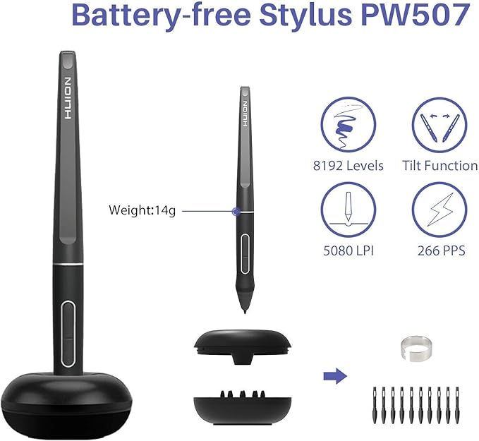 HUION KAMVAS Pro 16 Drawing Tablet with Screen Full-Laminated Graphics Tablet with Battery-Free Stylus Art Tablet with 6 Hot Keys Touch Bar Adiustable Stand - 15.6inch Graphic Tablet for PC/MAC/Linux