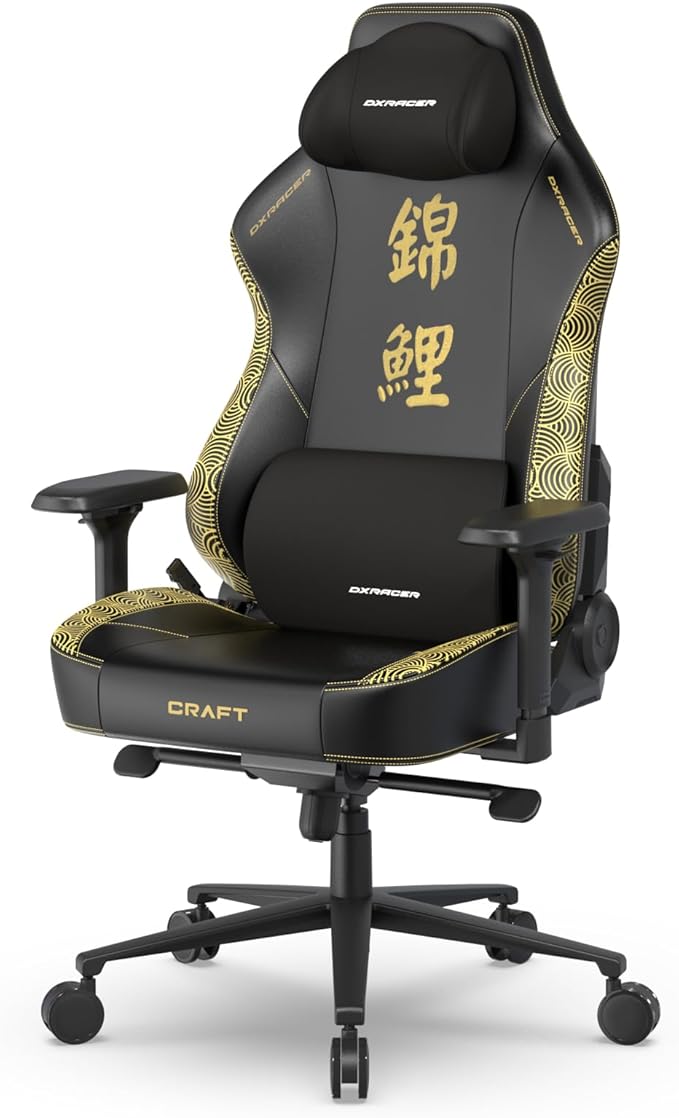 DXRacer Craft XL Video Gaming Chair for Adults Ergonomic Office Reclining Computer Chair with Magnetic Head Pillow and Lumbar Support Racing Style Height Adjustable (EPU Leatherette KOI)