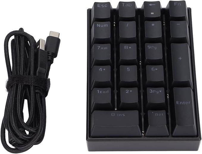 YOUTHINK Wired Gaming Keyboard Backlit Mechanical Keyboard 21 Keys LED for Computer Users ABS Black (Red Switch)