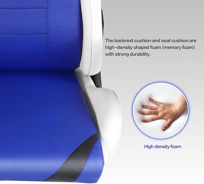 Modern-Depo Ergonomic Gaming Chairs for Adults with High-Density Memory Foam | Swivel Comfortable Office Chair Big and Tall Video Game Chair High Back Computer Chair for Home Office Blue White