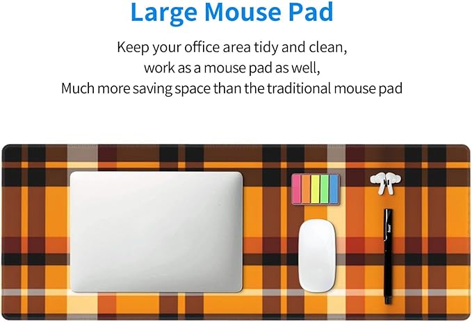 Yellow Buffalo Plaid Check Large Mouse Pad XL Extended Gaming Pad Waterproof Desk Mat for Desktop Keyboard Non Slip Mousepad for Office Game Home 32.15x11.8