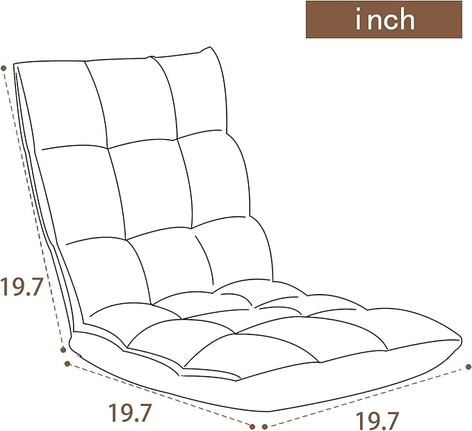 FLOGUOR Indoor 5-Position Adjustable Floor Chair with Back Support Folding Padded Gaming Sofa Chair Lounge Chair for Adults Video Gaming Perfect for Meditation Reading QL050-GR
