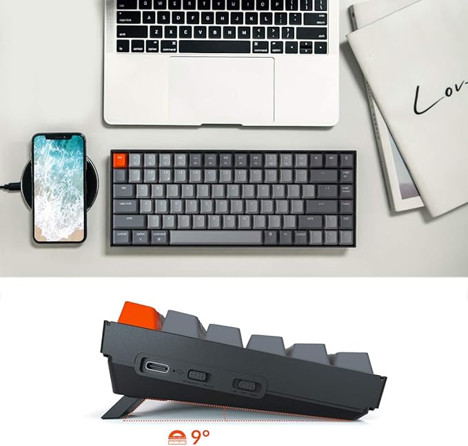 Keychron K2 75% Layout RGB Bluetooth Wireless Mechanical Keyboard with Keychron Super Brown Switch/Anti Ghosting/N-Key Rollover Compact 84 Keys USB Wired Gaming Keyboard for Mac Windows-Version 2