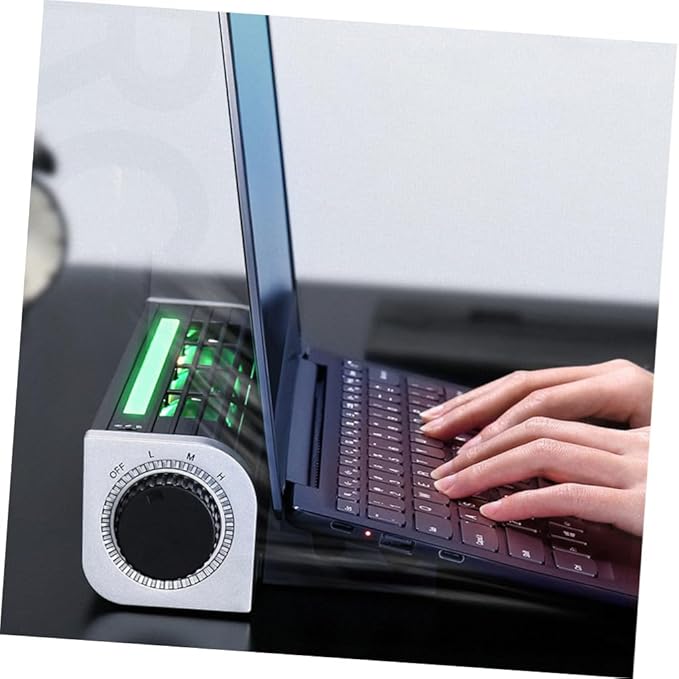 Tofficu USB Laptop Cooler with Adjustable Cooling Fan and Rear Holder Portable Notebook Radiator Stand for Efficient Heat Dissipation Black