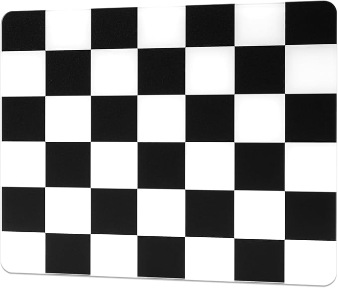 XVX Black &amp White Checkerboard Tempered Glass Gaming Mouse Pad Large Hard Mouse Mat 410mm×310mm Ultra-Smooth Glass Surface for Speed &amp Precision Control
