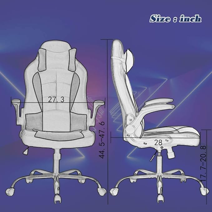 Meet Perfect Gaming Ergonomic Office Desk Chair - Leather Computer With Lumbar Support and Head Pillow - Modern Executive Adjustable Rolling Swivel Task for Home Office Camo