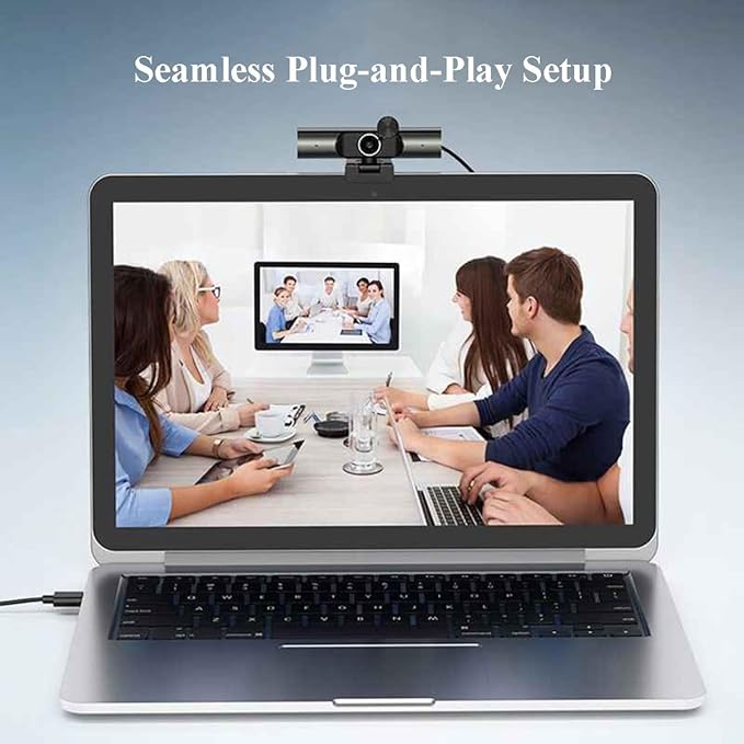 GIZNXBA Webcam with Microphone &amp Privacy Cover for PC/Laptop USB Computer Camera Plug &amp Play with Auto Light Correction Wide-Angle Lens for Streaming &amp Online Meetings(4k)