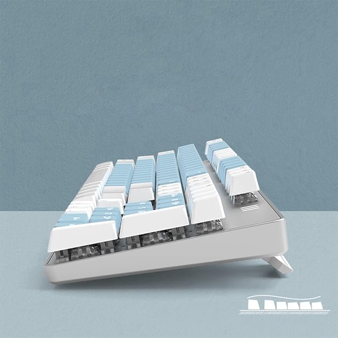 Full Size Wired Mechanical Gaming Keyboard | Blue Switch Led Backlit 104 Keys US Layout Mechanical Computer Keyboards | Hot Swappable Blue &amp White Keycaps Light Up PC Gaming Keyboard