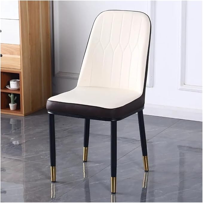 Adjustable Office Computer Chair with Armrest 1pcs Dining Chair with Backrest for Comfort and Durability Sleek Black Legs with Gold Accents(White and Black)