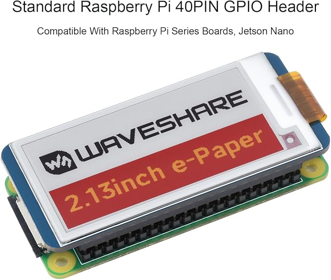 2.13inch E-Paper HAT (G) 250x122 Pixel Red/Yellow/Black/White Four-Color E Paper Screen LCD for Raspberry Pi 4B/3B+/3B/2B/Zero/Zero W/Zero WH/Zero 2W/Jetson Nano/Ardui/STM32 etc. SPI Interface