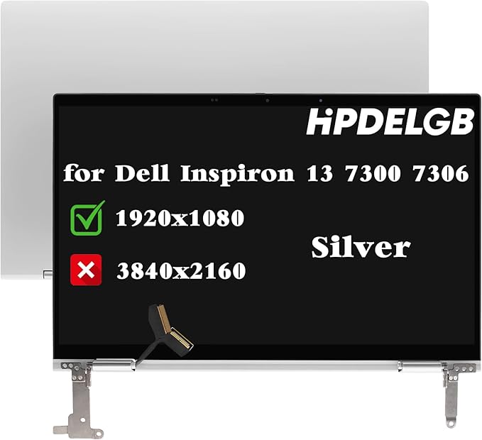 Replacement for Dell Inspiron 13 7300 7306 2-in-1 P124G P124G002 LCD Touch Display Screen Assembly 13.3 1920x1080 FHD IPS Silver