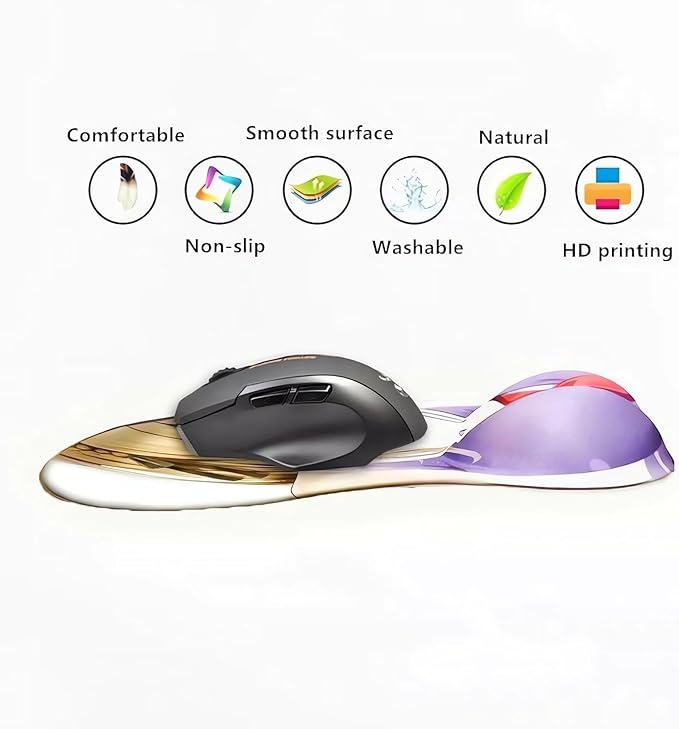 3D Mouse Pad Oppai Mousepad with Soft Gel Wrist Rest Anime Manga Gaming Boob pad Anti-Slip Mouse Mat （Yoruich 30）