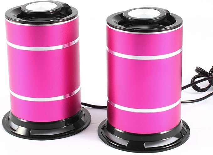 Pair Fuchsia Desktop PC Mp4 3.5mm USB 2.0 Mini Multimedia Speaker Loudspeaker