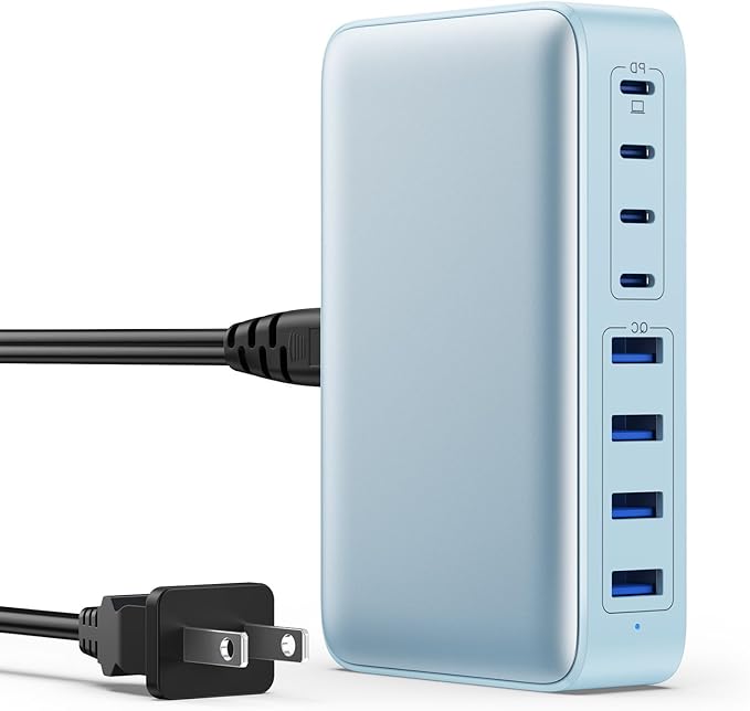 USB C Charger 200W USB C Charger BlockUpgraded GaN III 8-Port Fast Charging Station HubPD 65W Laptop Charging Adapter Compatible with MacBook Pro/AirDELLSteam DeckiPhone 16/15/14Galaxy S23/22