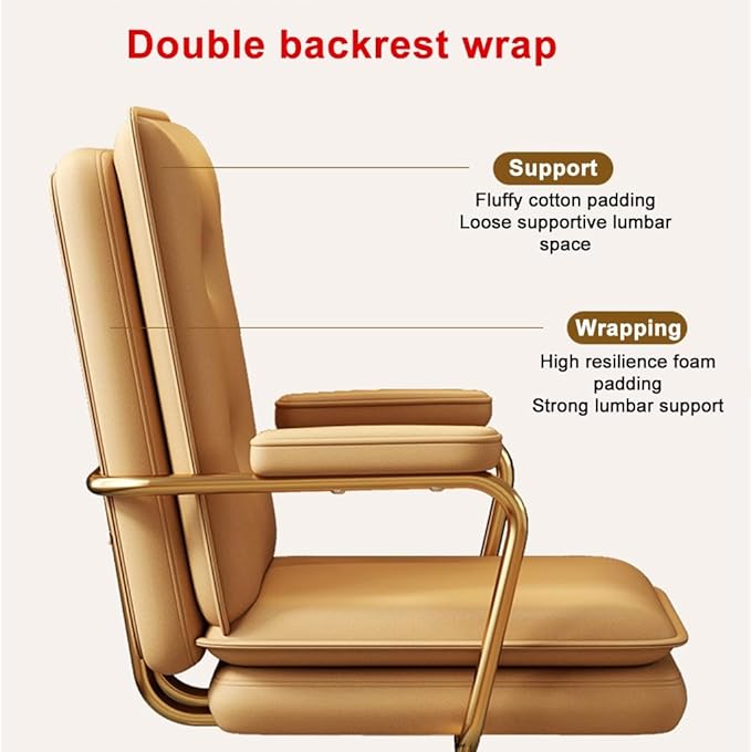 YCKEGEW High Back Executive Office Chair Leather Armrest with Tilting BackrestComputer Desk Chair for Home Work and StudyGaming Chair with Wheels(OrangeBlack Legs)