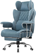 GTPLAYER Gaming ChairOffice Chair with Pocket Spring Lumbar Support Ergonomic Comfortable Wide Office Desk Computer Chair with Outward Fixed Soft Armrests and Footrest (Fabric Blue)
