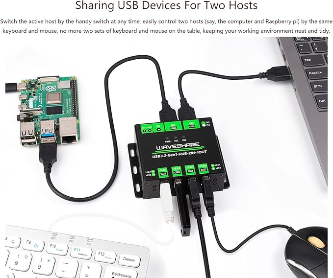 Industrial USB HUB with 4X USB 3.2 Ports Switchable Dual Hosts up to 5GbpsOnboard Multi ProtectionsCompatible with Linux Windows 11/10 / 8.1/8 / 7 / XP