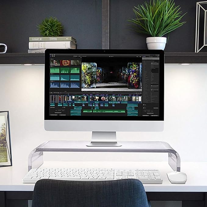 Acrylic Monitor Stand Small Computer Heightening Riser with Neck Support Office Laptop Base for Desk Workstation