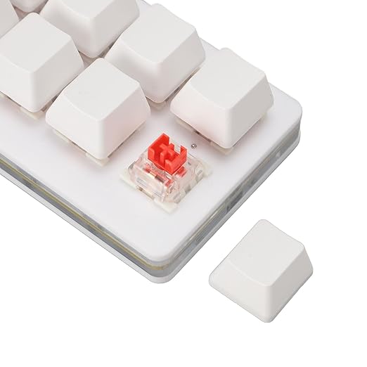 One Handed Macro Mechanical Keyboard 12 Keys Hot Swappable RGB Gaming Keypad Programmable Mini Red Switch Keyboard for OS X for for Pi (White)