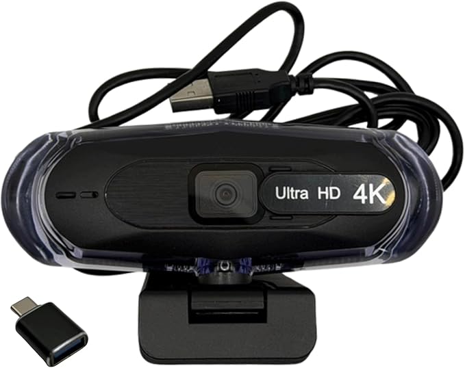 4K Ultra HD Remote Control with Stand Webcam LED RGB Lighting 95-Degree Wide Angle Auto Focus 1080P@60FPS Black USB 2.0 for Video Conferencing Desktop/Laptop
