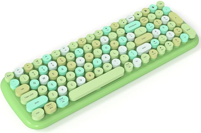 KNOWSQT Bluetooth Keyboard - Green Colorful Multi Device Wireless Typewriter Keyboards - Round Keycaps 100 Keys Cute Keyboard for Windows Laptop PC Tablet iPad iPhone Chrome