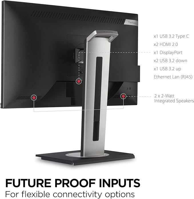 ViewSonic VG2756-4K 27 Inch IPS 4K Docking Monitor with 90W USB C RJ45 HDMI Display Port and 40 Degree Tilt Ergonomics for Home and Office