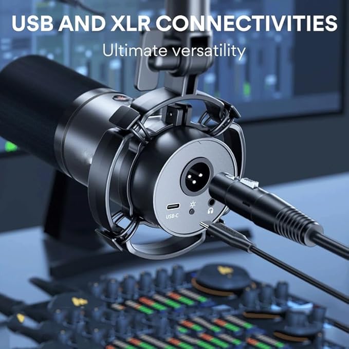 Dynamic Microphone for Gaming Recording Streaming Metal Mic with Software Tap-to-Mute Gain Knob (D As Shown) (D As Shown)