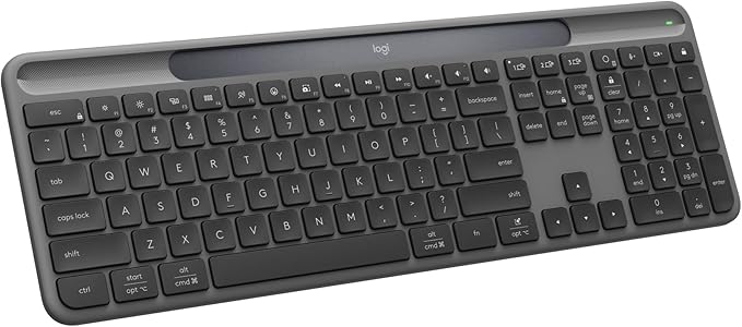 Logitech Signature Slim Solar+ Wireless Bluetooth Keyboard K980 Solar and Artificial Light Powered Up to 10 Years Battery Life Customizable Keys - Graphite